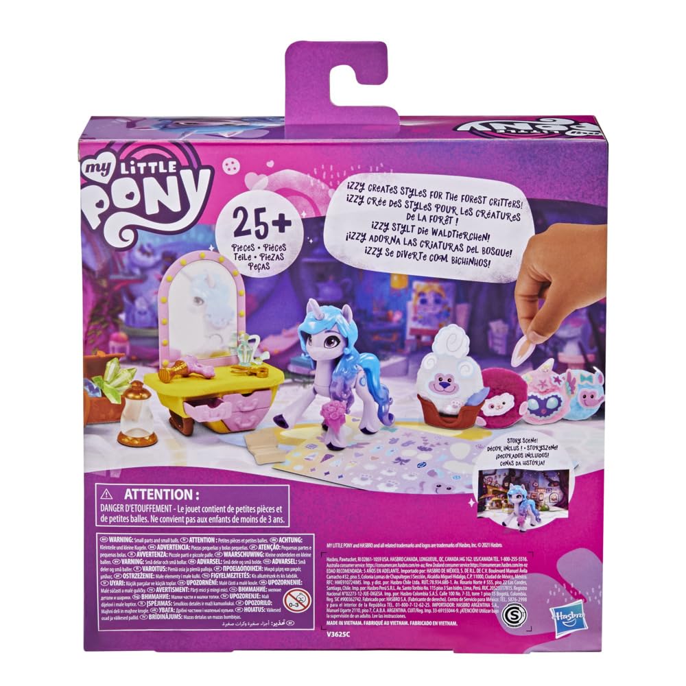 My Little Pony: A New Generation Movie Story Scenes Critter Creation Izzy Moonbow - Toy with 25 Accessories and 3-Inch Purple Pony