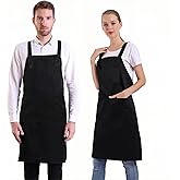 BIGHAS H Back Style Apron with Pocket for Women, Men Adjustable Large Size Comfortable, Kitchen, Home, Cooking 12 Colors