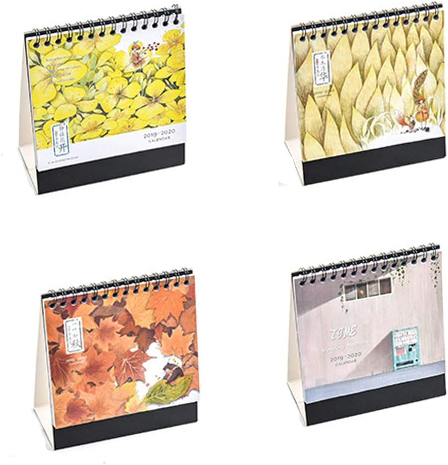 VEIREN 4 Pack Desktop Calendar 2020 Rats Year Flip Desktop Counter Stand Up Wirebound Calendar Monthly Calendar Planner DIY Memo Pad 18 Months from July 2019 Through December 2020 for Home Office