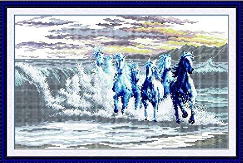 Sunny World Cross Stitch, Animals and Scenery, Beach Running Horse, 22- Inch By 15- Inch