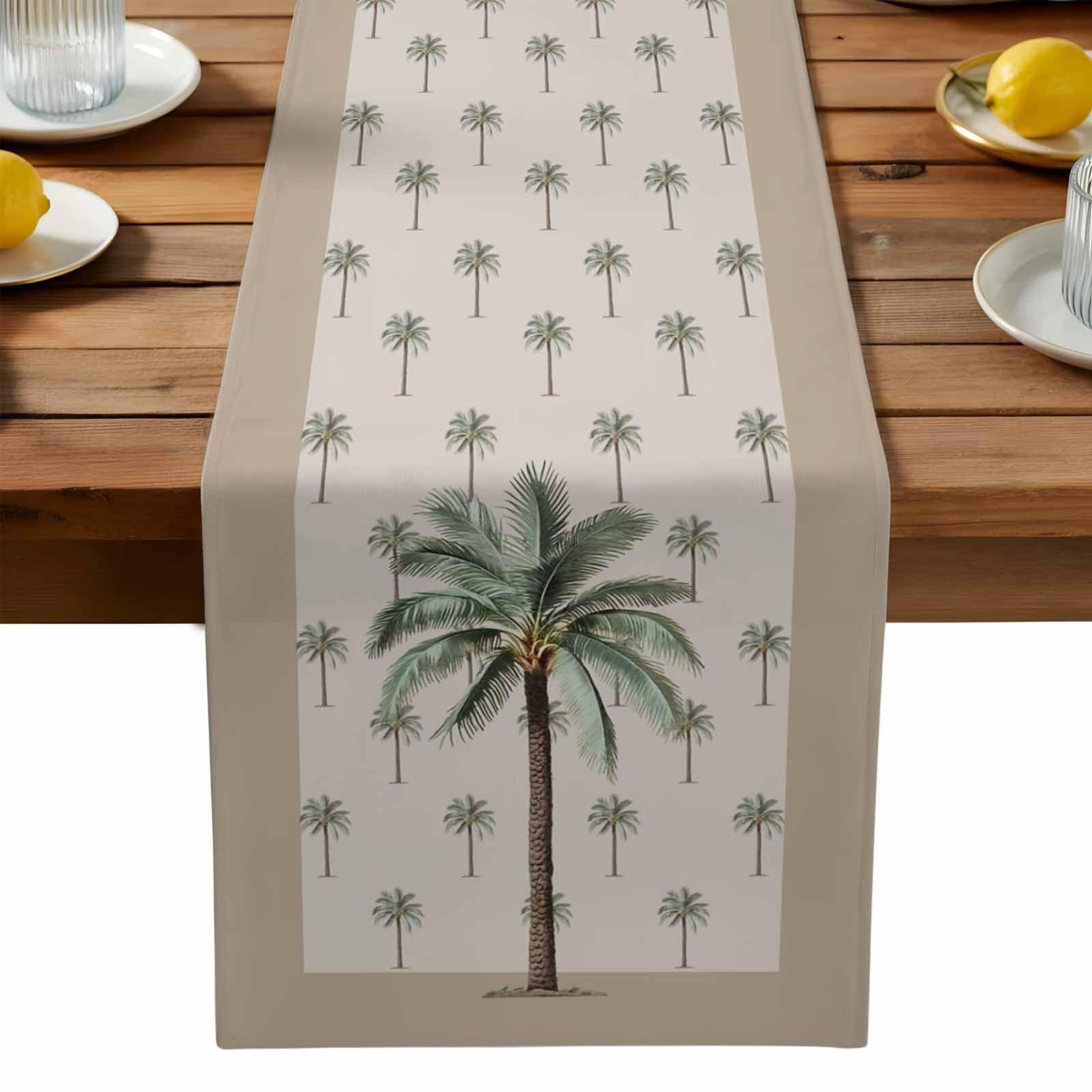 Gsypo Tropical Table Runners 70 Inches Long Palm Tree Summer Table Runner for Family Dinner/Wedding/Outdoor Indoor Party, Cotton-Polyester Blend Dresser Scarf Table Decorations