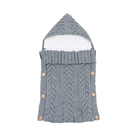 XIANGHUi Neugeborenes Baby Gestrickt Wickeln Swaddle Decke Schlafsack für 0-12 Monat Baby (Grau)