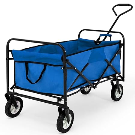 Deuba Bollerwagen Faltbar Handwagen Gerätenwagen | Vollgummireifen | Leichter und Schneller Aufbau | Blau