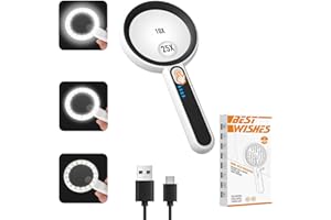 ARSIR Magnifying Glass with Light for Reading Gifts - 10X 25X Rechargeable Pocket&Lightweight Handheld Magnifier for Kids Dad&Mom Seniors Grandma&Grandpa Elderly Books,Coins,Exploring,Close Work Inspection