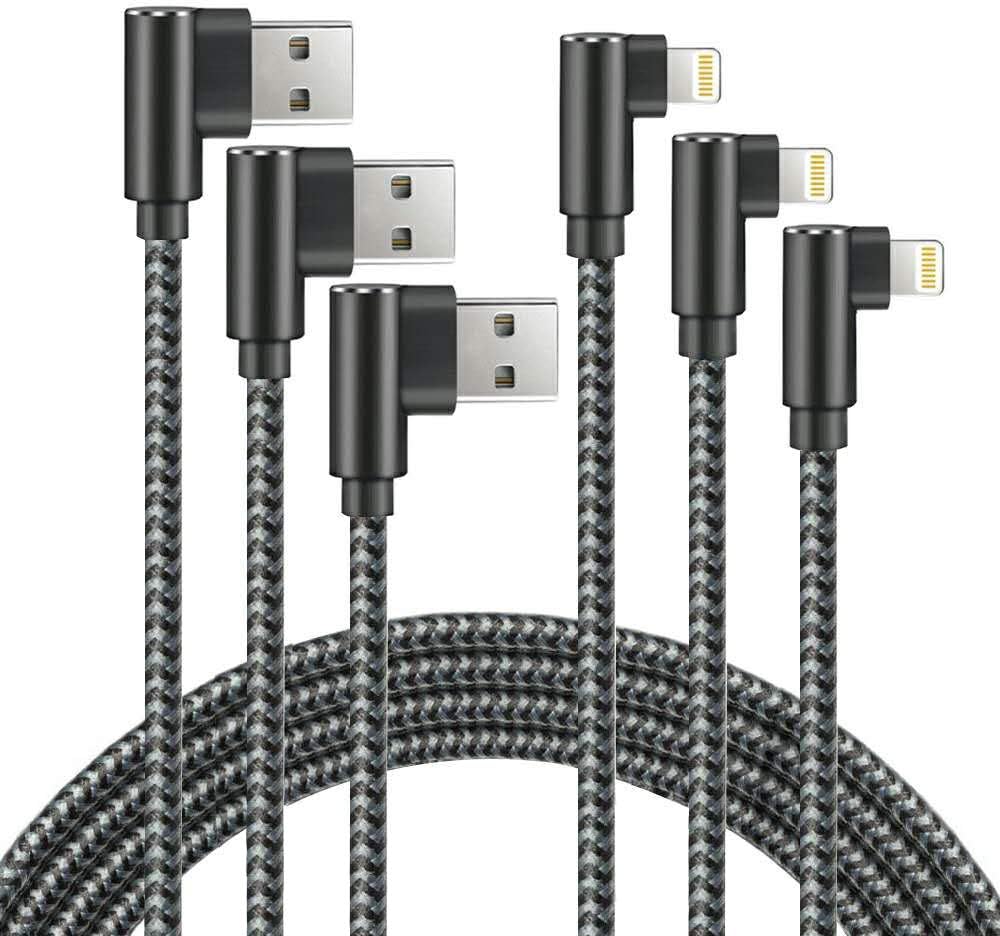 10FT 3 Pack Right Angle iPhone Charger Cord The Most Durable 90 Degree