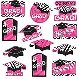 Amscan Sparkling Graduation Party Assorted Cutouts Decoration (Pack of 12), Multicolor, 7