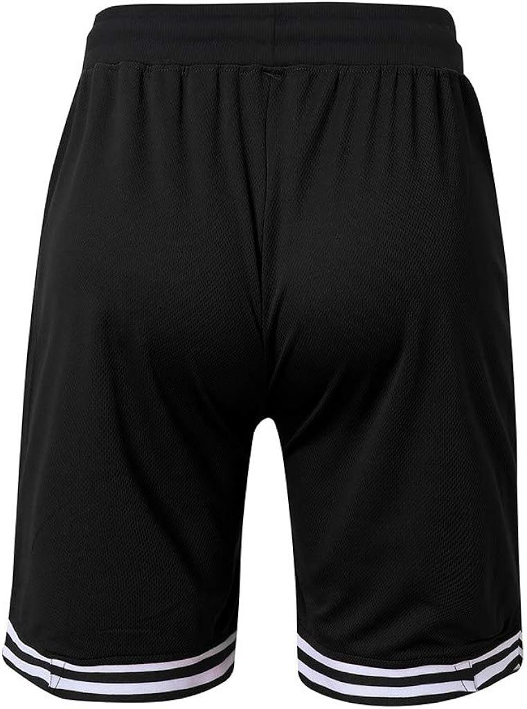 UOFOCO Men's Fashionable Solid Color Elastic Drawstring Shorts Casual Mesh Pocket Sports Short Pants | 