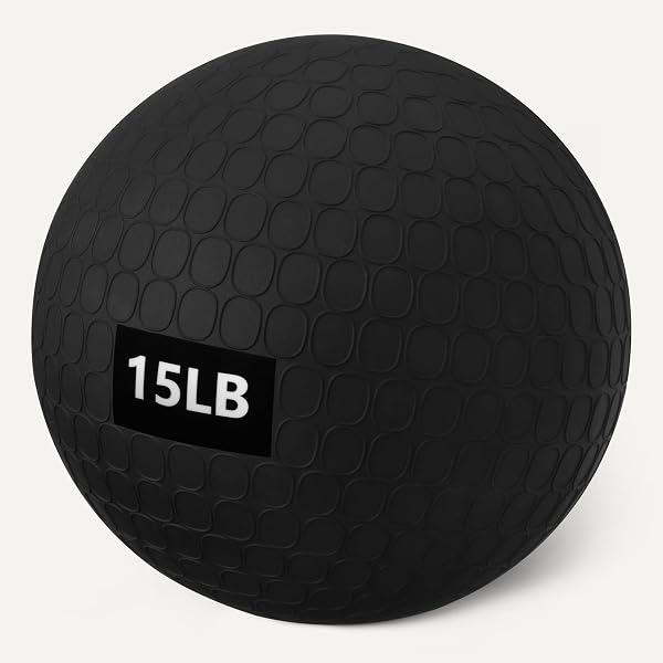 AMAZON BASICS HEAVY-DUTY SLAM MEDICINE BALL FOR EXERCISE, WEIGHTED DESIGN, 15LB, BLACK