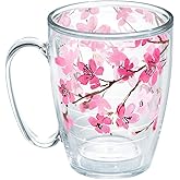 Tervis Sakura Japanese Cherry Blossom Made in USA Double Walled Insulated Tumbler Cup Keeps Drinks Cold & Hot, 16oz Mug, Classic - Unlidded