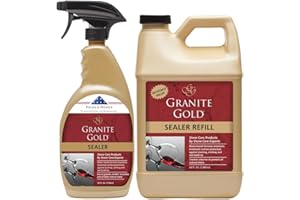 Granite Gold Granite Sealer Combo Pack, Water-Based Sealer Spray and Refill for Granite, Marble, Travertine, Natural Stone Countertops, 24 oz + 64 oz