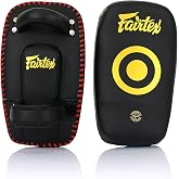 Fairtex KPLC6 Small Curved Thai Pads, Muay Thai Kickboxing Striking Gear | High-quality microfiber shell with multi-layer foam padding. Adjustable straps offer holder comfort for realistic drill work.