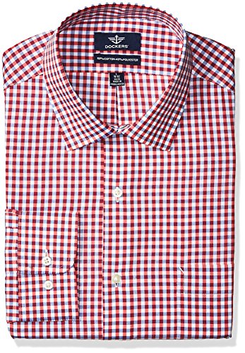 Dockers men s navy check classic fit dress shirt, red, …