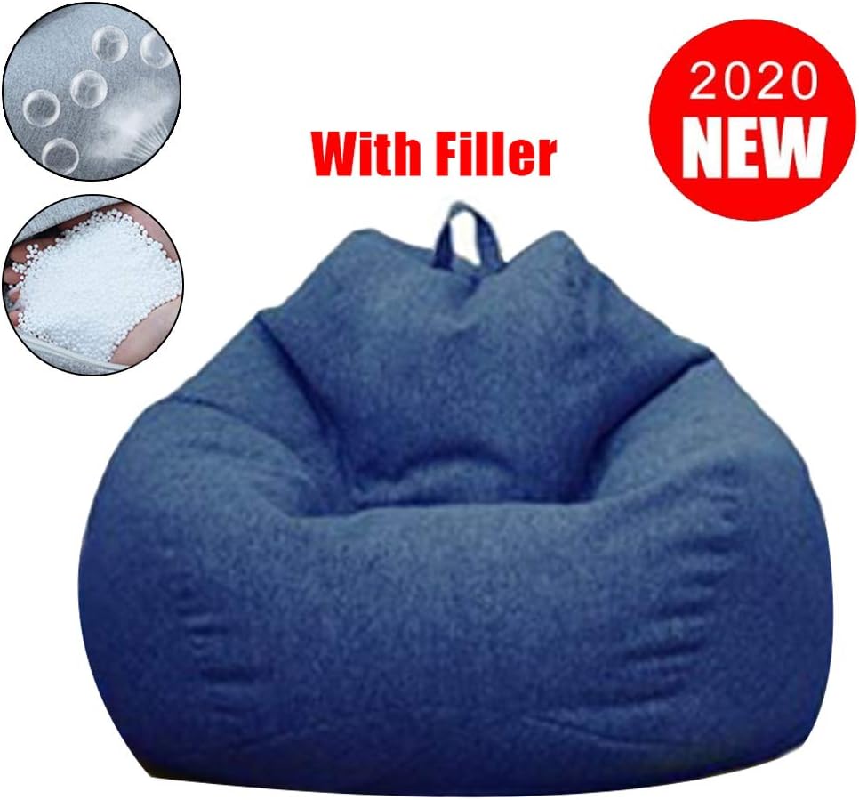 Bean Bag Chair Bean Bag Chair with Soft Micro Fiber Cover Stuffed EPS Grain Filled Comfortable Sofa Furniture for Home Dorm Room 31x35Inch (Dark Blue)