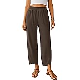 NILOUFO Womens Baggy Wide Leg Pants Casual Elastic High Waisted Palazzo Harem Trousers with Pockets Lounge Loose Comfy Pants