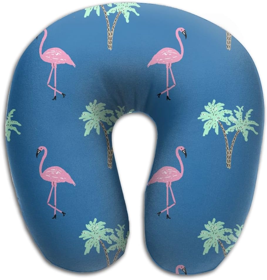 U Neck Pillow Pink Flamingo Airplane Office Travel Rest Memory Foam U Shape Pillow
