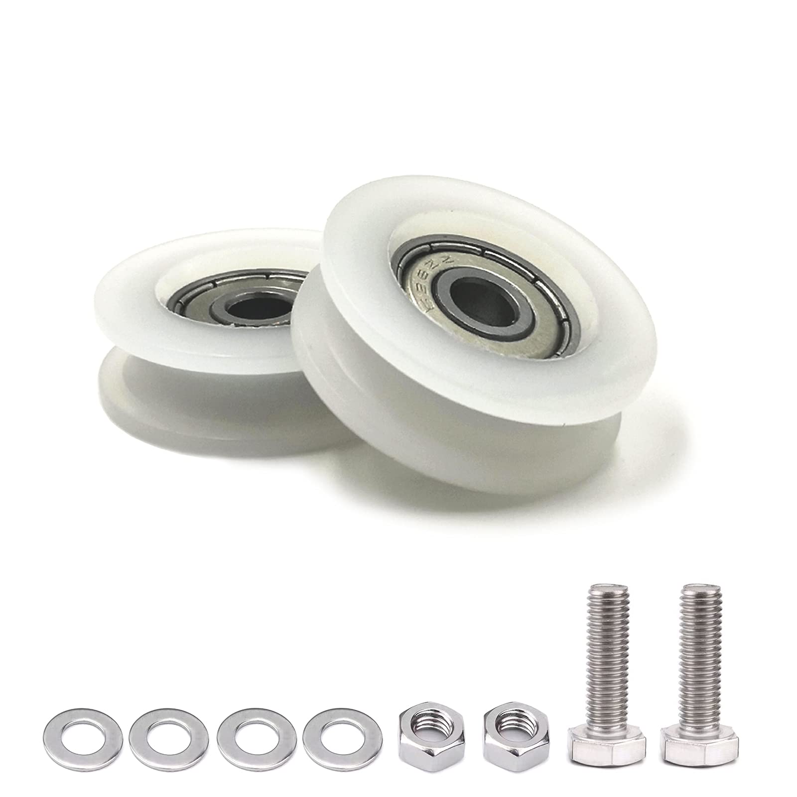 30mm Greenhouse Door Wheels, Sliding Greenhouse Door Roller Wheel Kit, Replacement Glass Roller Kits Include 2 Pieces Wheels, 2 Pieces M6*22 Screws and 4 Pieces 6mm Spacers