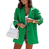FSHAOES Women Casual Oversized Blazers Lapel Button Down Solid Work Office Blazer Jacket