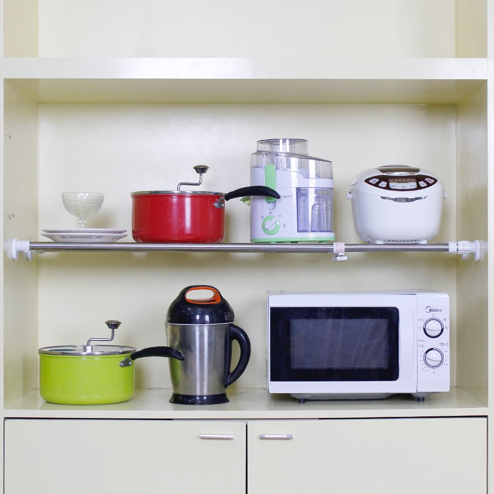 Baoyouni Heavy Duty Metal Shelf Organizer,Expandable Closet Shelf & Rod,Space Saver Tension Racks,27-36 Inch