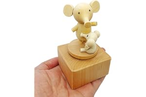 LILYXIN Cute Little Elephant Mini Music Box, Cartoons Animals Wooden Mechanical Music Box, The Music Box Gift That Sings Castle in The Sky, Best Gift for Boy Girl Kids Singing Music Gift Box