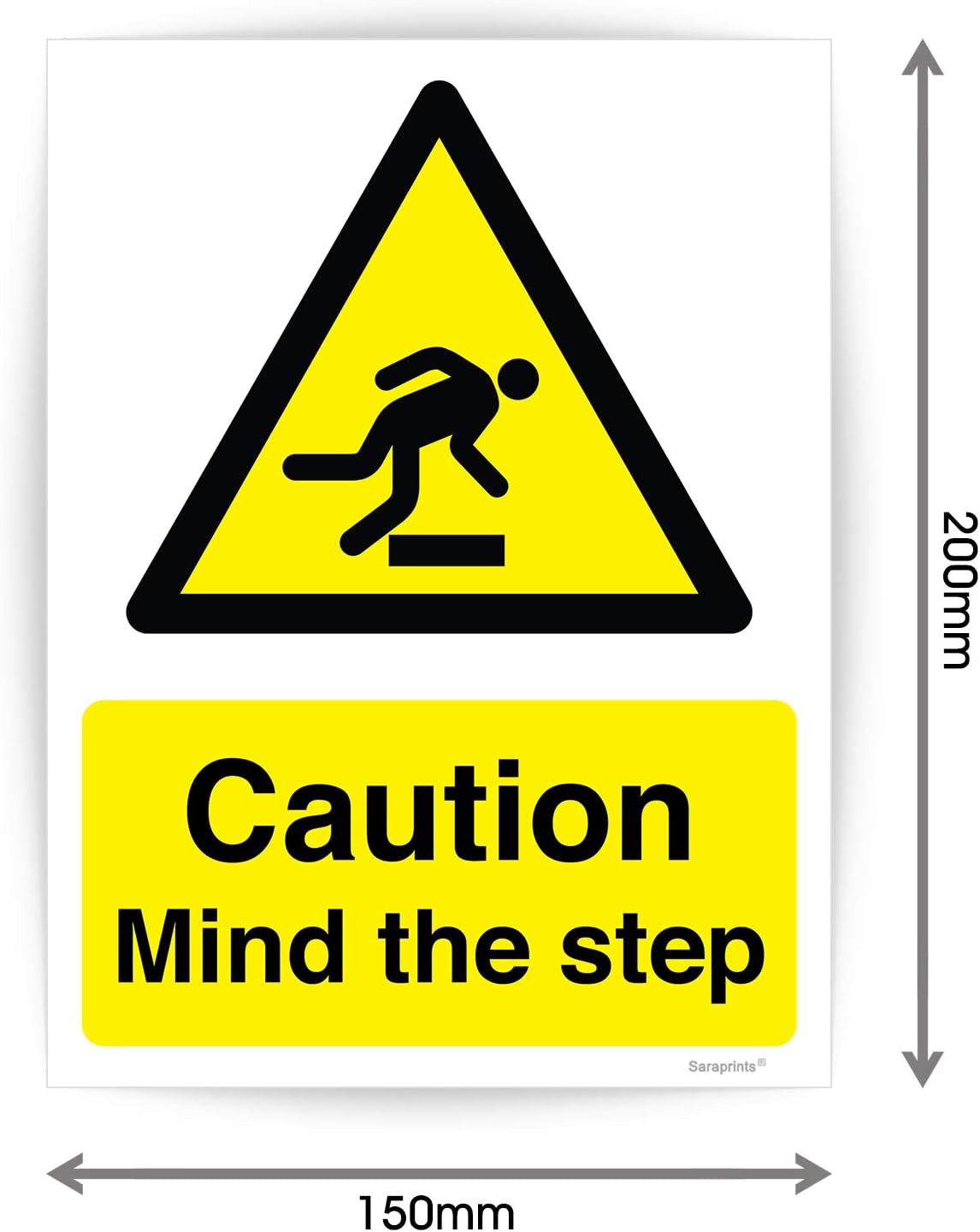 Pack of 2 Mind the Step Sticker (200 x 150 mm) Self Adhesive Waterproof Mind the Step Sign Sticker for Surface Sara Prints® - Image 4