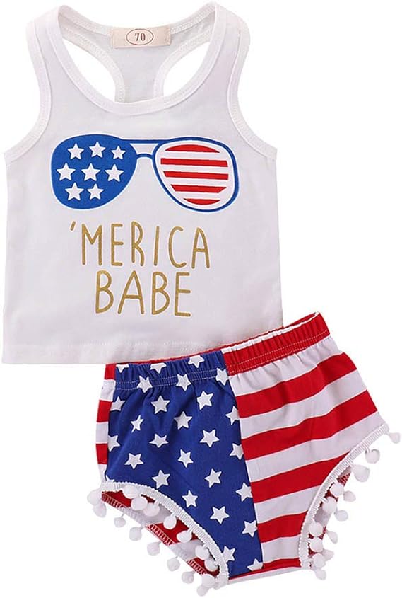Amazon Co Jp 4th July ベビー 男の子 女の子 服 My First 4th Of July 半袖 ロンパース アメリカ国旗 ショーツ 37th Of July アウトフィットセット 90 ホワイト Hattfart ファッション