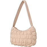WOVTATOO Small Quilted Shoulder Handbag Crescent Puffer Purse for Women Hobo Every Day Clutch