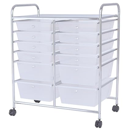 Amazon Com Semitransparent Rolling Cart Organizer Storage Bins W