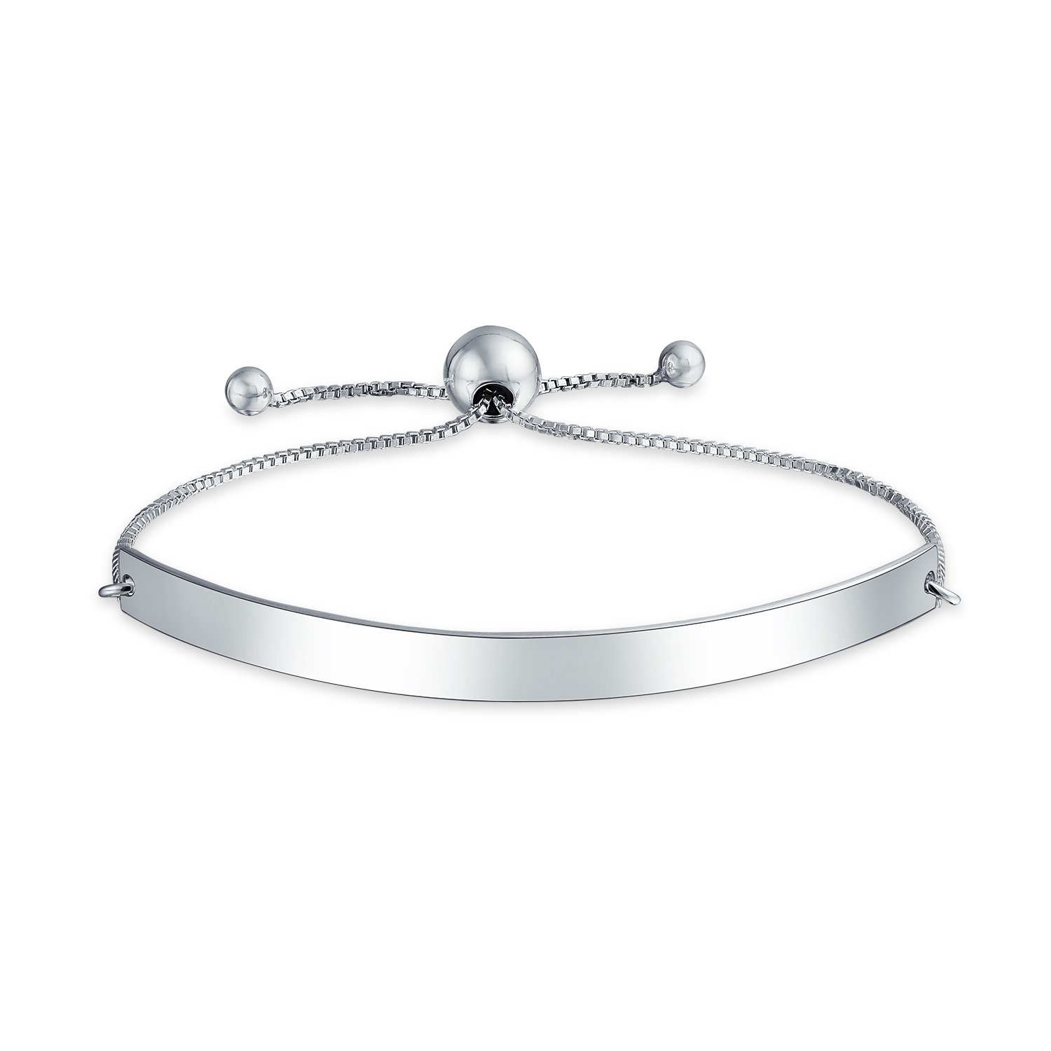 Bling Jewelry Personalized Identification ID Bracelet Inspirational Word Bolo Bracelet For Women Teens Graduation Gift .925 Sterling Silver Adjustable Customizable