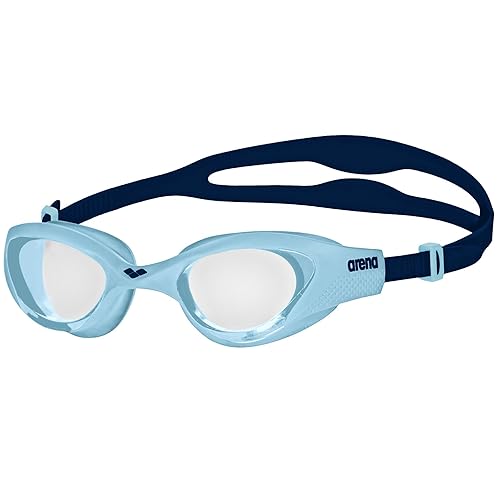 ARENA Unisex Youth The One Swim Goggles for Kids Ages 6 to 12 Watertight Fit Orbit-Proof Seals Anti-Fog Coated Non-Mirror Lens, Clear/Cyan/Blue