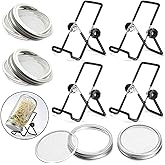 Sprouting Jar Lid (32oz Glass Jars) with 4 Pack Stainless Steel Sprouting Stands for Wide and Wide Mouth Mason Jar for Growin