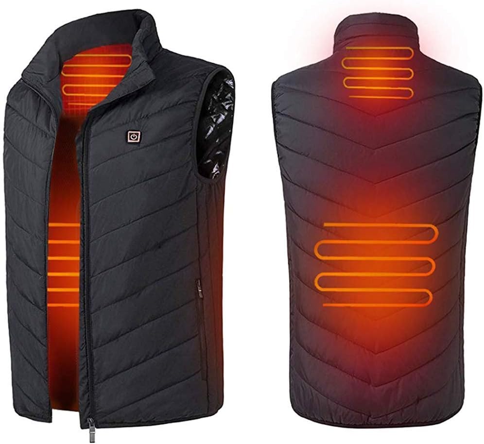 Electric Heated Vest Standing collar Jacket Clothes Heating Body Warmer USB Rechargeable Washable Lightweight Gilet with 3 Temperature for Camp Outdoor Hike Skiing Hunting Motorcycle