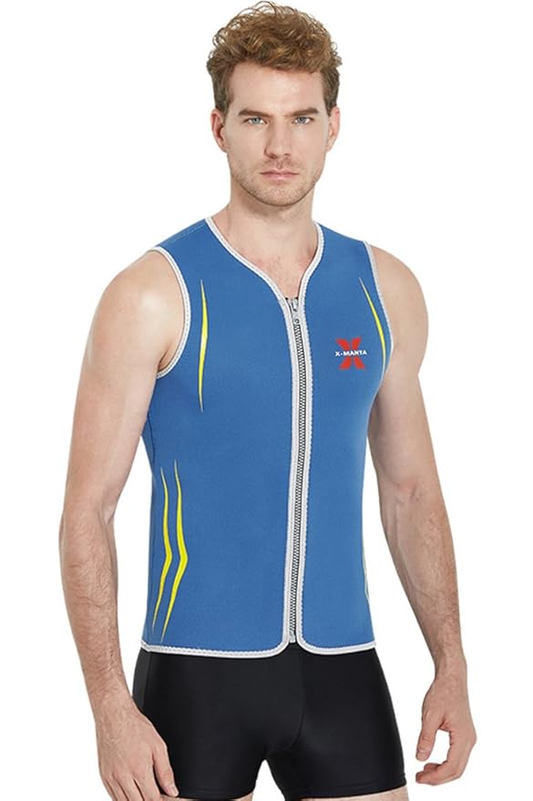 Micosuza Neopren Weste Herren Tauchen 3MM Warm Wetsuit Ärmellos Neoprenanzug Top Tauchanzug mit Reißverschluss Vorne Surfanzu