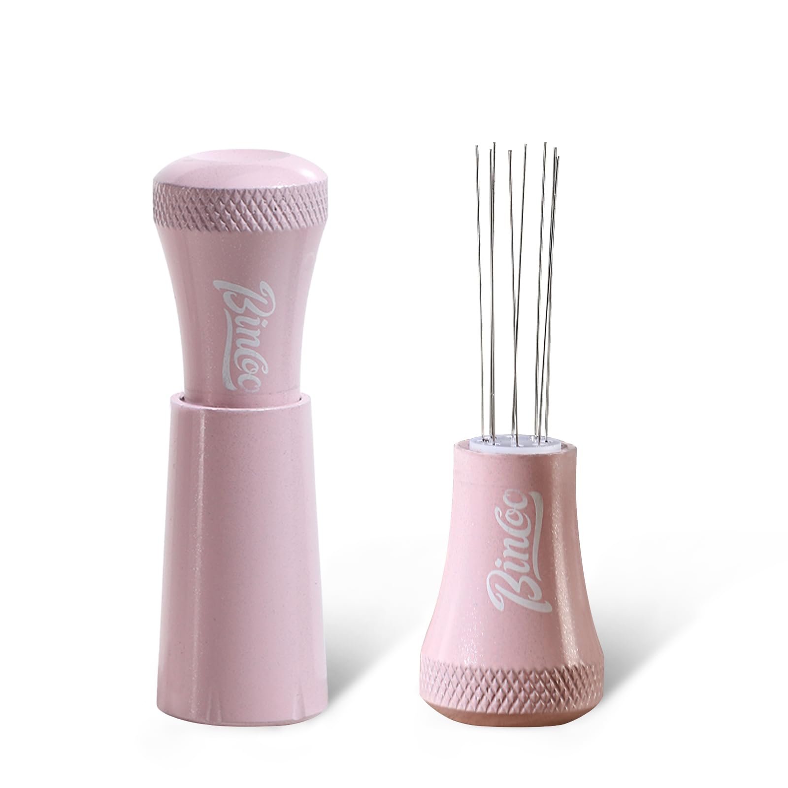 Photo 1 of WDT Espresso Distribution Tool - Espresso Stirrer Tool For Barista, Espresso Tamper With Stainless Steel Retractable Needles (PINK)