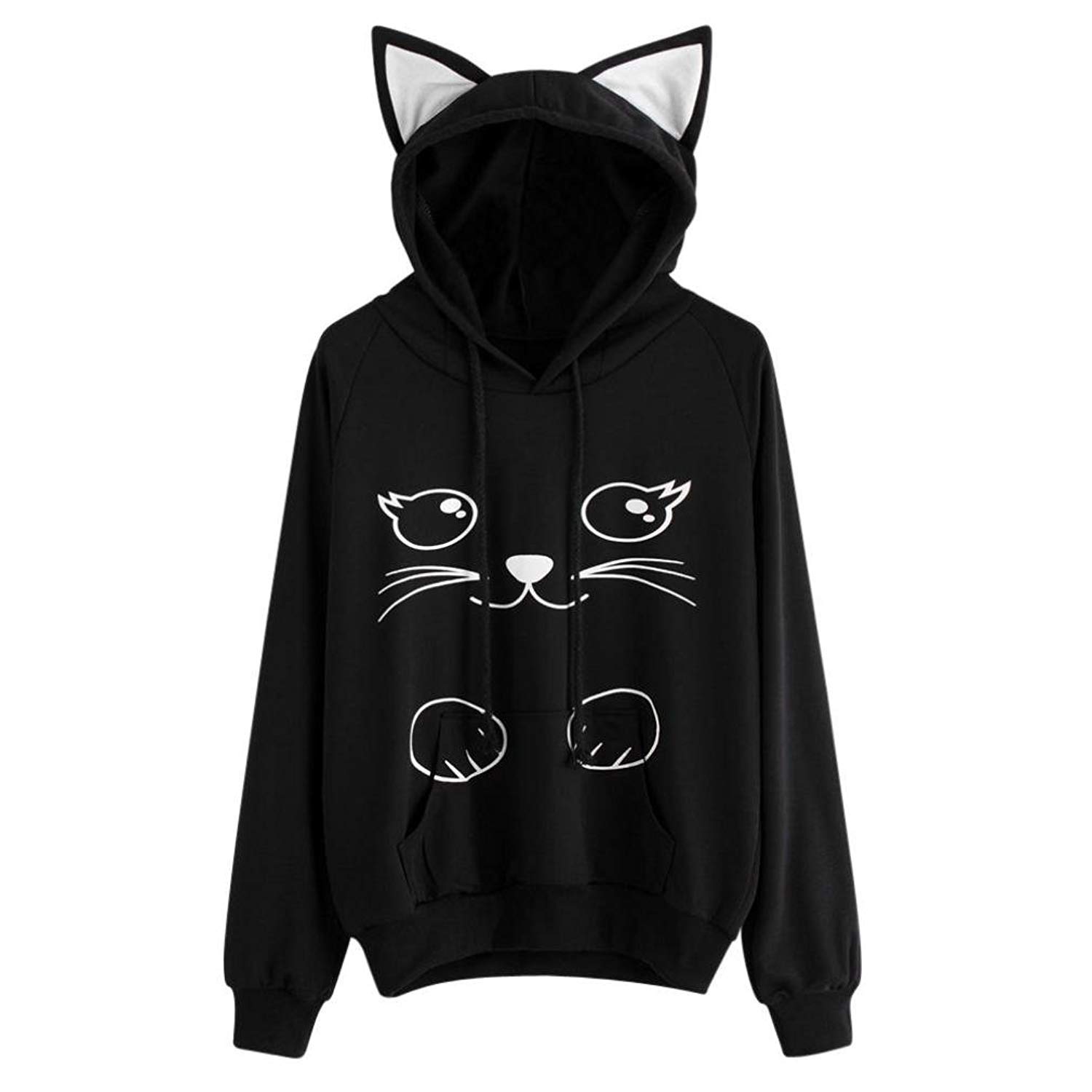 cat printed hooded sweatshirt