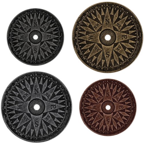 Tim Holtz Idea-ology Compass Coins by, Pack of 4, Assorted Finishes, TH93061