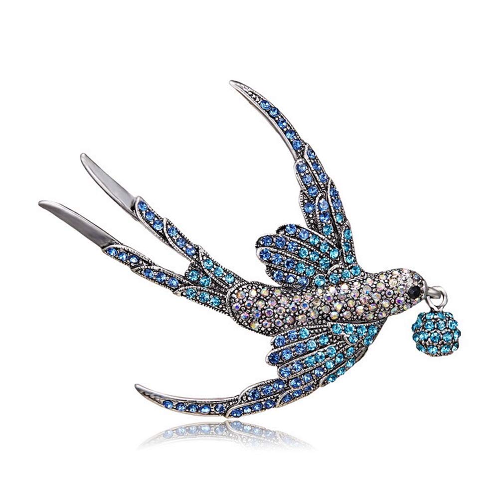 AILUOR Women's Elegant Rhinestone Animal Bird Collection Custom Accessories Wedding Brooches Lapel Pin Jewelry Blue Adjustable
