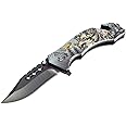 SE Spring Assisted Drop Point Folding Knife with Wolf Design - KFD20014-4