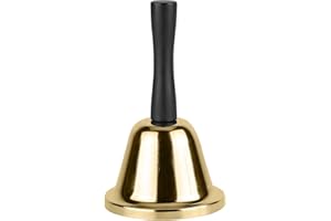 MROCO Gold Hand Bell, Steel Hand Bell Call Bell for Wedding, Adults, Dinner Bells for Food Line, Classroom Bell for Inside, Alarm, Jingles,Ringing