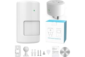 Wothfav Motion Sensor Light Switch with Outlet, PIR Infrared Motion Sensor Switch, Indoor Plug in Motion Activated Sensor, 3 Adjustable Sensing Modes, Wireless Motion Sensor for Home Appliances