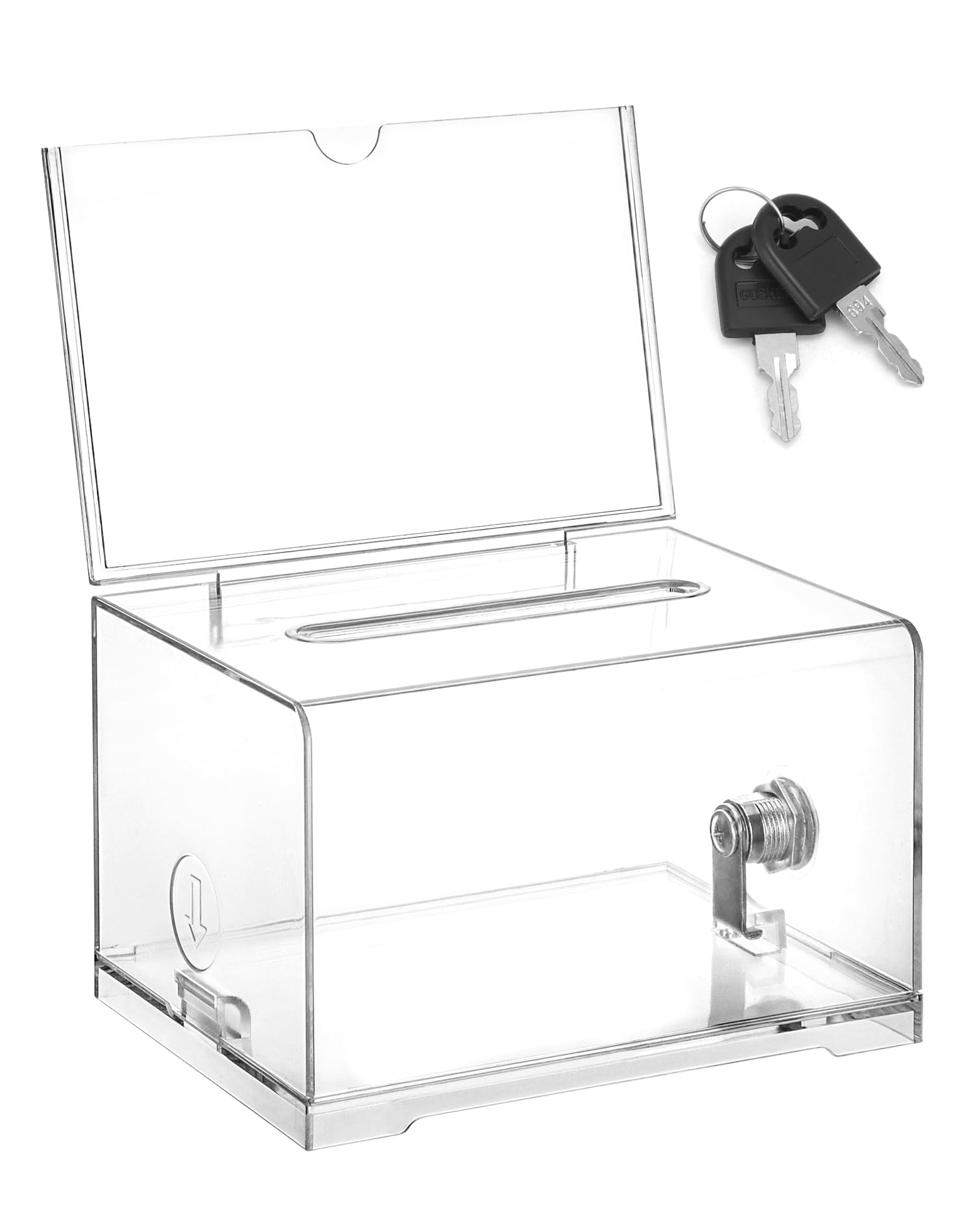 QWORK® Clear Acrylic Box with Lock, Donation Ballot Suggestion Box - 6.3 x 4.8 x 4 Inch
