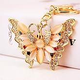 Grtdrm Lovely Butterfly Shape Crystal Rhinestone Sparkling Keychain Bag Pendant Handbag Charm for Women Girls