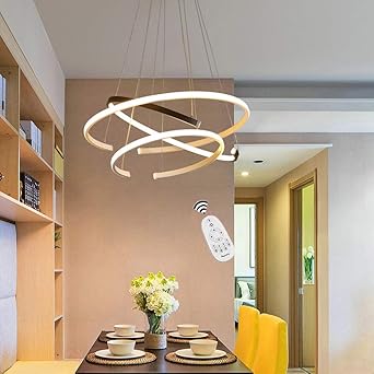 Led Dining Table Pendant Light Dimmable 3 Ring Hanging Lamp Adjustable Height 84w Living Room Lamp Modern Minimalism Aluminum Pendant Lamp For Living Room Bedroom Dining Room 40 50 60cm Amazon Co Uk Lighting