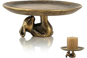 Lazy Bunny Candle Plate Vintage Easter Decor Resin Candle Dish Holder for Home Table Gold Jewelry Tray Pillar Candle Holder B