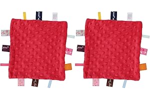 ZUUOZBYY 2pcs Security Baby Blanket Soft Soothing Towel Infant Baby Comforting Plush Towel (Red)