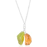 Manilata Natural Raw Citrine and Peridot Crystals Pendant Necklace, Raw Gemstone, Energy Healing Crystals, Birthday, Gift for Her, Gemstone Jewelry 18 inch AAA+ Quality