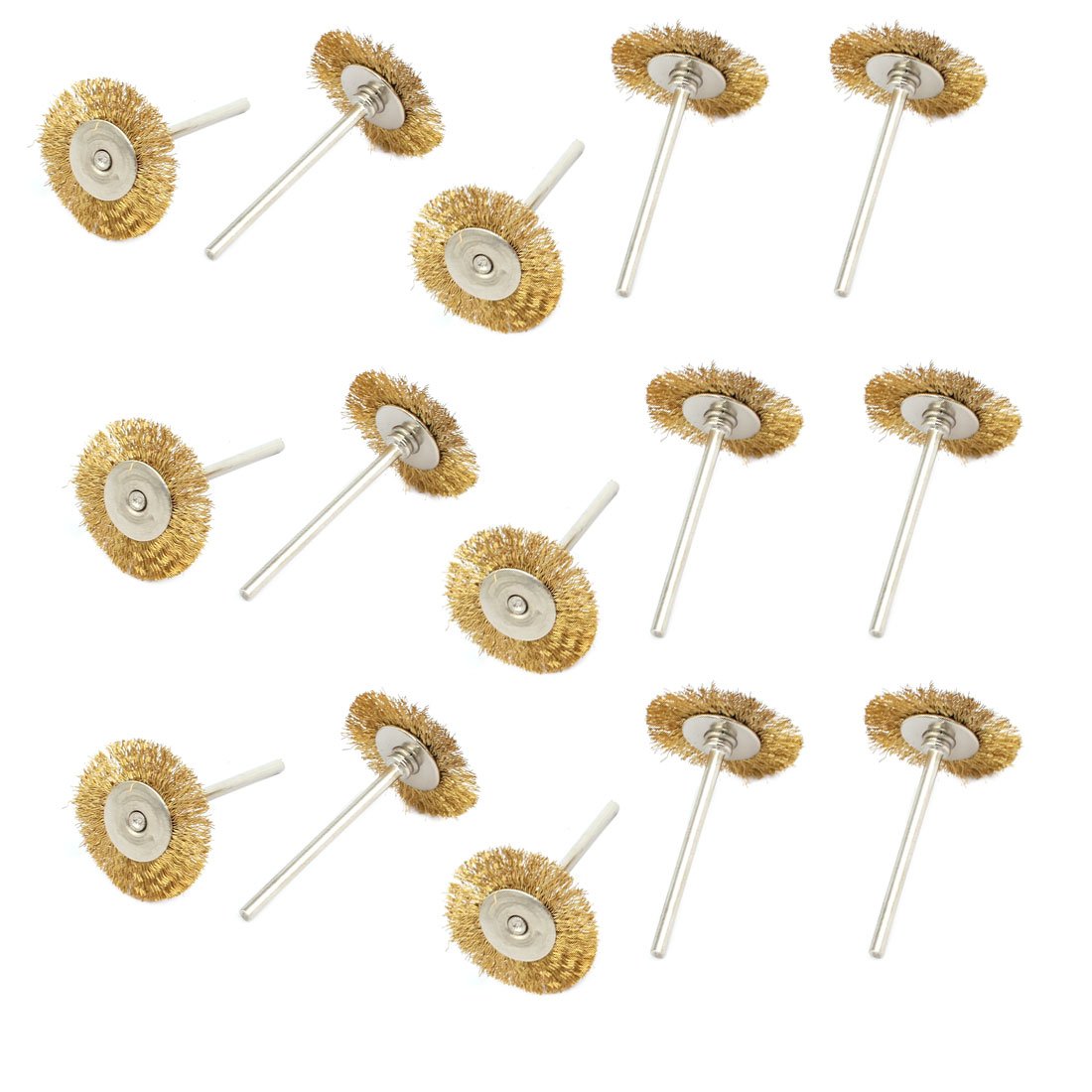 sourcingmap 15pcs 2.3mm Shank 25mm Head Dia Brass Wire Brush Polishing Wheel