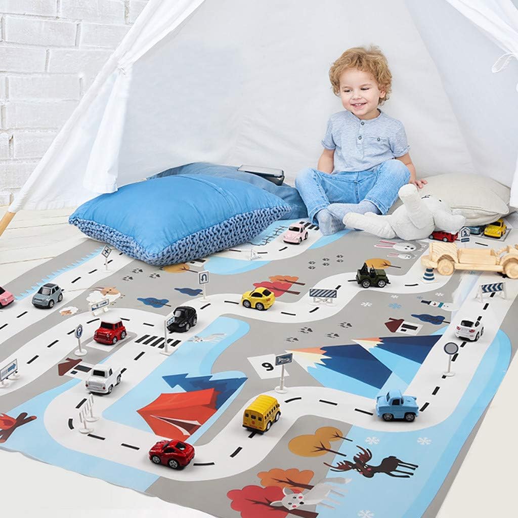✿ Chirstmas Gift ✿ Large Kids Playmat Non-Slip Educational Crawling Blanket, 51" x 39" City Life Play Mat for Playing with Car Toy, Game Area Rug for Baby Toddler Kid Child by CYCTECH