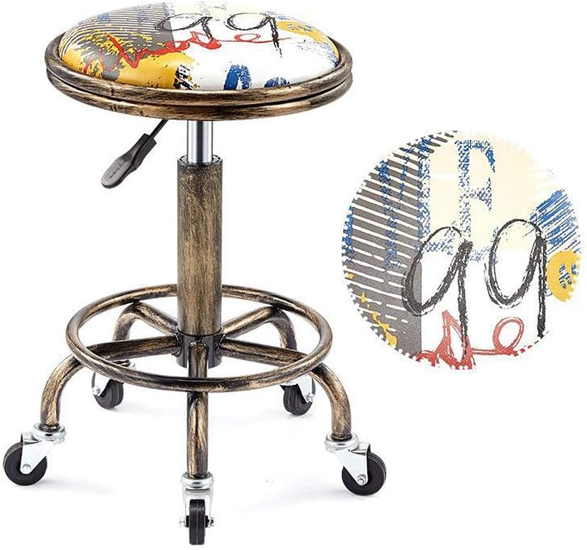 Gao Round Chair Caster Swivel Chair Rolling Swivel Salon Stool Chair, Back Support Adjustable Hydraulic 9 Colors for The Office Massage Facial spa Medical Drafting Tattoo Beauty Barber (Color : L)