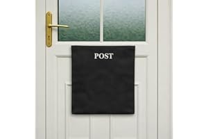 Threehoney Black Post Catcher Bag for Mail Slots, 20" Door Mail Slot Catcher with 2 Magic Tape, Canvas Letter Boxes for Front Door to Protect Post Letter Boxes for Package, Magazine, No Screws Needed