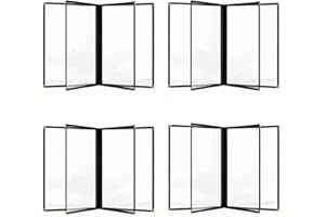 HERRIAT Clear Restaurant Menu Covers, Letter Size Holders with Double Panels, Metal Corners (8.5 x 11 in) (4)
